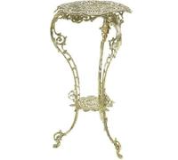 Tavolino in ottone massiccio, realizzato a mano in Italia, Ø 44 cm, altezza 76 cm, tavolino rotondo in ottone, stile Liberty, supporto per piante, oro