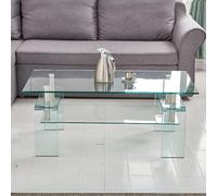 Tavolino in Vetro temperato con Doppio ripiano Gelso 100x55x44H