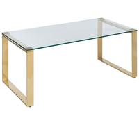 Tavolino in vetro temperato trasparente in acciaio dorato 100 x 50 cm Tilon