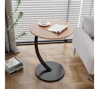 Tavolino Inserto Comodino Rotondo Tavolino da Divano Tavolino da caffè a Forma di C Tavolo da Pranzo Multifunzione Assemblaggio Leggero Piccolo Salvaspazio Colore Legno + Cornice Nera
