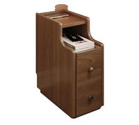 Tavolino intelligente con stazione di ricarica wireless e USB, con due cassetti e vassoio estraibile, moderno, mini comodino per camera da letto, in legno massello, uso domestico