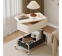 Tavolino Laterale A 3 Livelli con Piano Girevole A 360°, Tavolino Da Caffè Mobile con Ruote Bloccabili, Carrello Multiuso, for Ufficio E Casa(Multi-colored)
