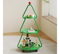 Tavolino Laterale A Forma Di Albero A 3 Livelli, Tavolo Decorativo con Contenitore, Carrello In Metallo, Facile Da Montare, for Soggiorno, Camera Da Letto(Green)