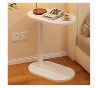 Tavolino laterale a forma di C, tavolino regolabile in altezza, tavolini laterali girevoli a 360° for divano, tavolino da caffè moderno a forma di C for divano/letto/vasca da bagno (noce)(White)