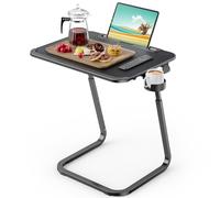 Tavolino Laterale da Divano, SAIJI Tavolo da Caffè, Gambe a U più stabili, angolo regolabile in altezza, slot per tablet, portabicchieri, 55 * 39 cm