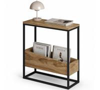 Tavolino Laterale Divano con 2 Ripiani Tavolo Multiuso Nero e Rovere 60x22x62cm