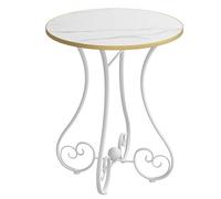 Tavolino laterale for divano da soggiorno, tavolino rotondo in stile nordico in ferro battuto, tavolino moderno e semplice con struttura in metallo, comodino for camera da letto, balcone e studio.(C,6