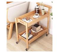 Tavolino laterale mobile, Tavolino da caffè piccolo a 2 livelli, tavolino da divano con ruote e ripiano portaoggetti, carrello da cucina, comodino for soggiorno camera da letto Tavolino da caffè