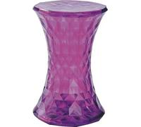 Tavolino Laterale Moderno in Plastica, Elegante Comodino, Sgabello a Tamburo, Semplice Panca Portascarpe, Pouf Trasparente per Soggiorno e Camera da Letto(Purple)