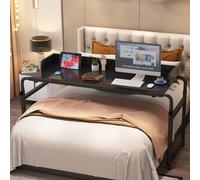 Tavolino Letto Con 4 Ruote Comodino，tavolino Colazione Da Letto Scrivania Letto Overbed Table Tavolino Con Ruote Tavolo Con Ruote(Color:Nero+)