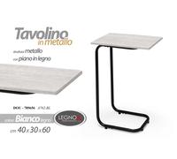 Tavolino Letto Laterale Divano da Caffè Porta PC Tavolo Legno B Metallo 604030