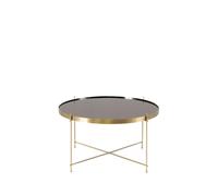 Tavolino Marissa Design twist 70x70xh40 cm, Top Ottone e Vetro Temperato, Base Ottone Lucido e Metallo