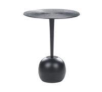 Tavolino Metallo Alluminio Base Gamba Intagliata Piano Rotondo Nero Eucla