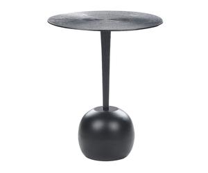 Tavolino Metallo Alluminio Base Gamba Intagliata Piano Rotondo Nero Eucla