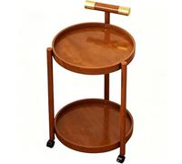 Tavolino mobile con ruote girevoli, contenitore a due ripiani, design minimalista, versatile come comodino o carrello da tè, con accenti e freni in bambù