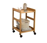 Tavolino mobile con ruote, tavolino da caffè a doppio strato, comodino compatto per piccoli spazi, mini tavolino da snack per soggiorno, 55 x 38 x 50 cm