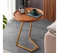 Tavolino moderno a forma di C con struttura in metallo, design compatto, perfetto come tavolino da caffè accanto al divano, comodino in camera da letto o elemento decorativo per piccoli spaz