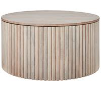 Tavolino moderno con contenitore e base rotonda in legno di mango chiaro Kirkwoo