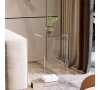 Tavolino moderno in acrilico a forma di C, tavolino da salotto compatto, comodino per camera da letto, elegante arredamento d'accento per la casa