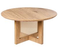 Tavolino moderno in MDF e rattan ø 80 cm Marrone chiaro Karlo