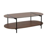 Tavolino moderno ovale L 120 cm in vetro marrone