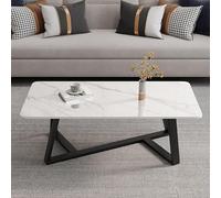 Tavolino Moderno Rettangolare Con Piano In Ardesia Tavolino Da Divano Centrale Con Accento Di Metà Secolo Per Mobili Per La Casa Del Soggiorno, Tavolino Da Tè Per Divano(Size:100x50x45cm,Color:Bianco)