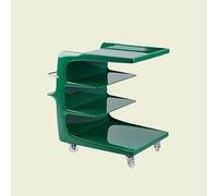 Tavolino moderno verde con braccioli e doppio lato portaoggetti piccolo tavolino da caffè con ruote, ideale per piccoli spazi