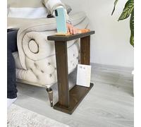 Tavolino molto stretto per piccoli appartamenti tra le sedie, tavolo sottile per reclinabile, divano, poltrona, tavolino sottile e sottile per soggiorno, camera da letto, bevande (noce)