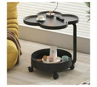 TAVOLINO MULTIFUNZIONALE A 2 LIVELLI CON RUOTE BORDO RIALZATO DESIGN MODERNO MIN