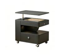 Tavolino Multifunzionale Mobile, Piano Sollevabile e Rotante, 50cm | Piano Sollevabile 360°, Accesso Impronta, Scomparto Sicuro, Ruote Freno, 5-in-1(Black)