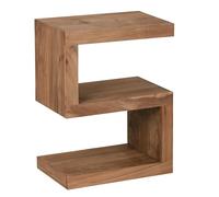 Tavolino Mumbai in legno massello di acacia S Cube, altezza 60 cm, design marrone rustico