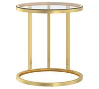 Tavolino Oro e Trasparente 45 cm in Vetro Temperato | Vetro temperato, ferro verniciato a polvere, piano d'appoggio robusto, stile minimalistico, 45 x 58 cm, spessore 5 mm