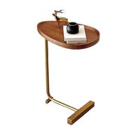 Tavolino ovale a forma di C per snack, versatile tavolino con struttura in metallo che scorre sotto il divano e i comodini, ideale per soggiorno e camera da letto, per caffè o come vassoio.