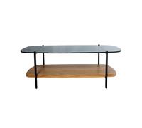 Tavolino ovale in vetro e rovere Ophelia