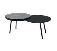 tavolino packtop piccolo Nero ,base nera ,finitura Wengè in Ferro e MDF impiallacciato wengè 90x50x35Hcm