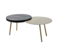 tavolino packtop piccolo Sabbia ,base oro laccato ,finitura Wengè in Ferro e MDF impiallacciato wengè 90x50x35Hcm