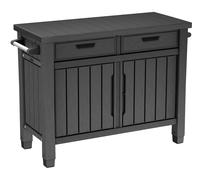 Tavolino per Barbecue 134x90x52 cm con Cassetti e Accessori Keter Unity XL Grafite