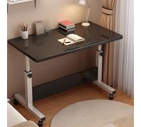 Tavolino per Computer a Forma di C con Altezza Regolabile, Tavolino Porta PC con Ruote Bloccabili e Piano Inclinabile, per ufficio, camera da letto(Black,60cm/23.6in)