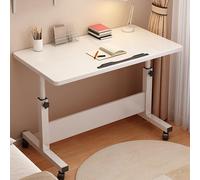 Tavolino per Computer a Forma di C con Altezza Regolabile, Tavolino Porta PC con Ruote Bloccabili e Piano Inclinabile, per ufficio, camera da letto(White,80cm/31.4in)