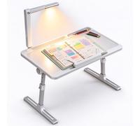Tavolino per computer portatile con luce magnetica, pieghevole, regolabile in altezza, con fermacarte, per lavoro, lettura, cibo sul letto, divano, pavimento