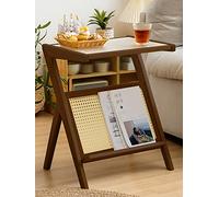 Tavolino per laptop per divano, comodino in legno e vetro per piccoli spazi, consolle stretta per soggiorno o ingresso