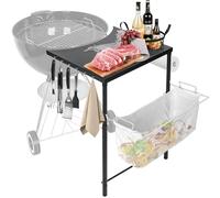 Tavolino per Weber Kettle 22/26, per Weber Smokey Mountain 22, tavolo da lavoro per Weber Master Touch, accessori per barbecue a carbone, altezza regolabile
