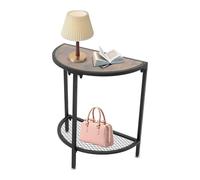 Tavolino piccolo a 2 livelli, design a mezzaluna Teal in metallo temperato, tavolino da salotto, comodino, per soggiorno, camera da letto