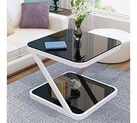 Tavolino piccolo bianco, tavolino quadrato da salotto, tavolino da caffè in vetro temperato, tavolino da snack semplice, tavolo d'angolo creativo, comodino per camera da letto (dimensioni: 5