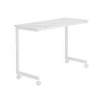 Tavolino Piccolo da Salotto con Ruote, a Forma di C Lastra di Roccia Design a Vite Invisibile Tavolini da Letto per Soggiorno Camera da Letto(White,80x37x75cm)
