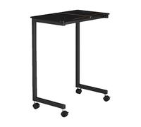 Tavolino Piccolo da Salotto con Ruote, a Forma di C Lastra di Roccia Design a Vite Invisibile Tavolini da Letto per Soggiorno Camera da Letto(Black,60x37x75cm)