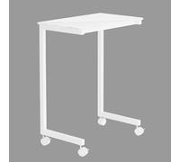Tavolino Piccolo da Salotto con Ruote, a Forma di C Lastra di Roccia Design a Vite Invisibile Tavolini da Letto per Soggiorno Camera da Letto(White,60x37x75cm)