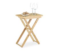 Relaxdays Tavolino pieghevole, da salotto, giardino, in bambù, piccolo, forma rettangolare, HxLxP 52x40x31 cm, marrone