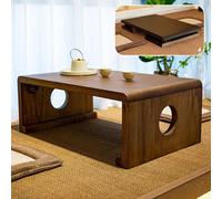 Tavolino Pieghevole in Legno massello - Tavolino Basso da tè e scrivania da Pranzo in Stile Giapponese per Soggiorno, Struttura Resistente, Design salvaspazio (Marrone, 120x55x30 cm)