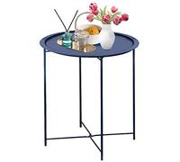 Tavolino pieghevole in metallo, tavolino rotondo, divano blu scuro, tavolino pieghevole, vassoio rotondo da tavolo, accanto al divano, tavolo snack per soggiorno e camera da letto, giardino 5